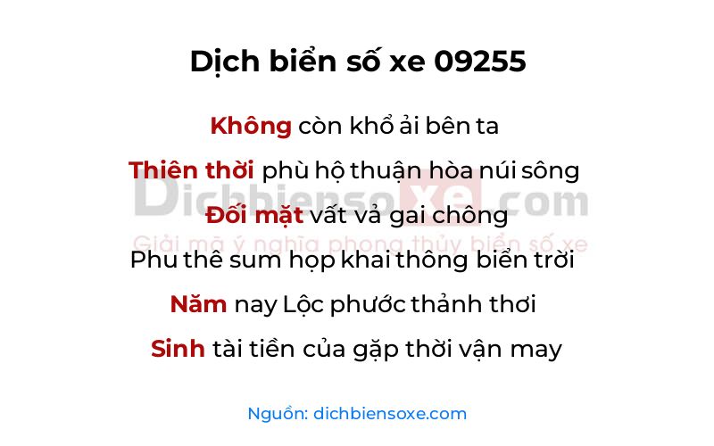 Dịch thơ biển số 09255