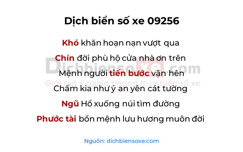 Dịch thơ biển số 09256