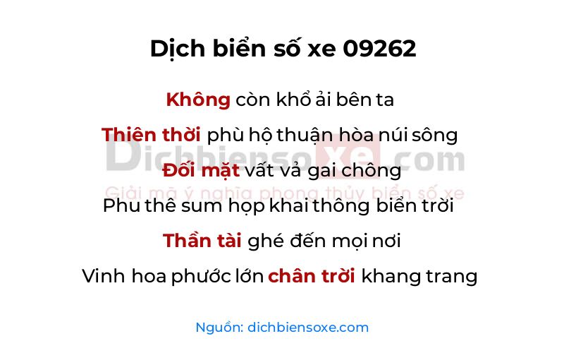 Dịch thơ biển số 09262