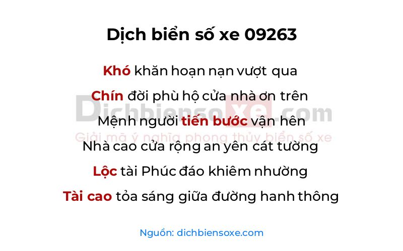 Dịch thơ biển số 09263