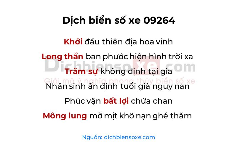 Dịch thơ biển số 09264