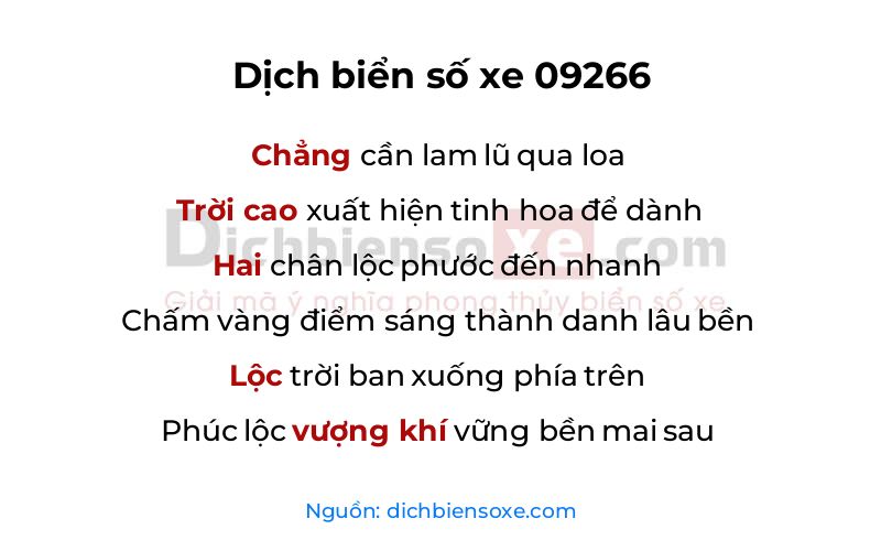 Dịch thơ biển số 09266