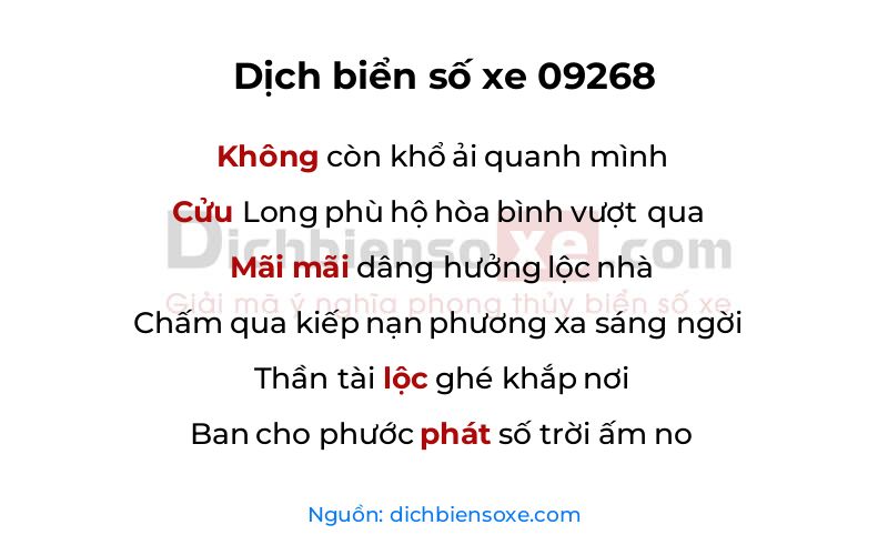 Dịch thơ biển số 09268