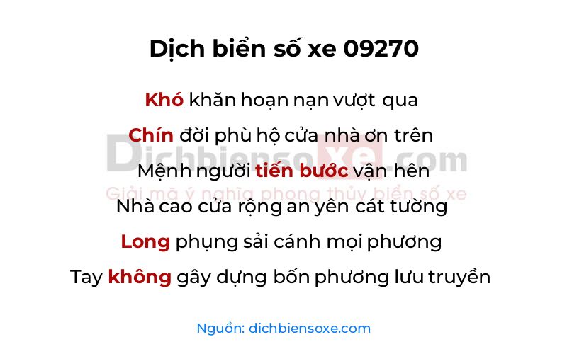 Dịch thơ biển số 09270