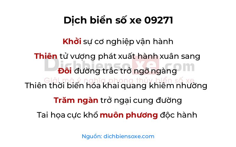Dịch thơ biển số 09271