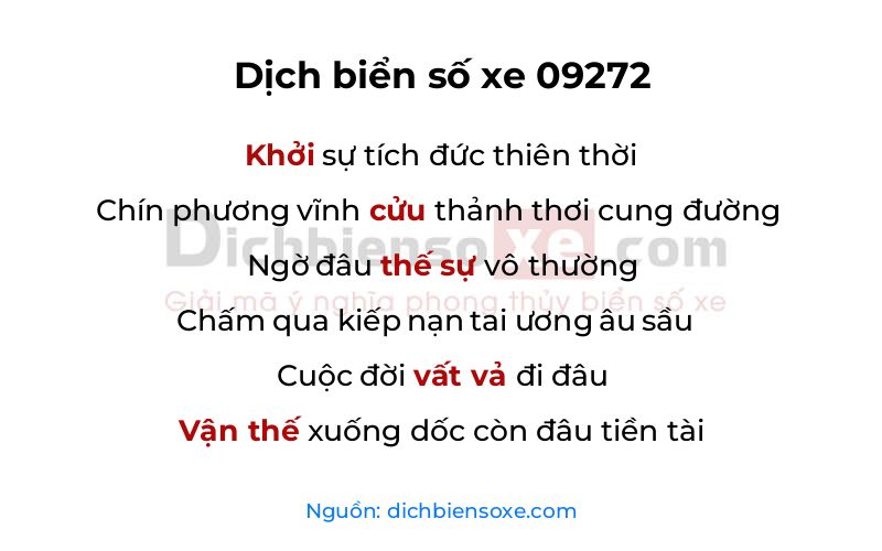 Dịch thơ biển số 09272