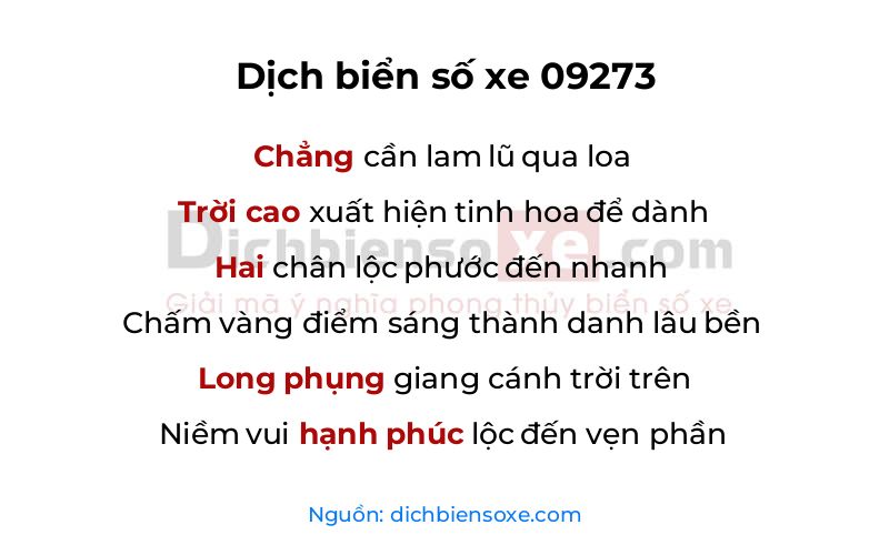 Dịch thơ biển số 09273