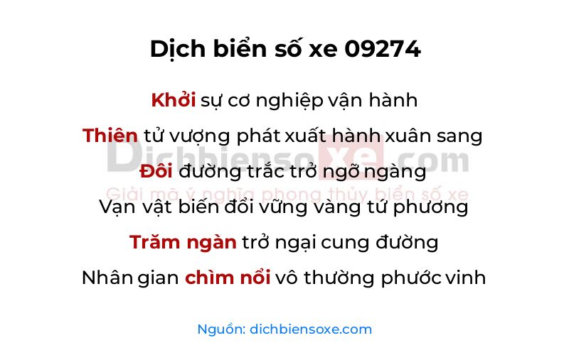 Dịch thơ biển số 09274