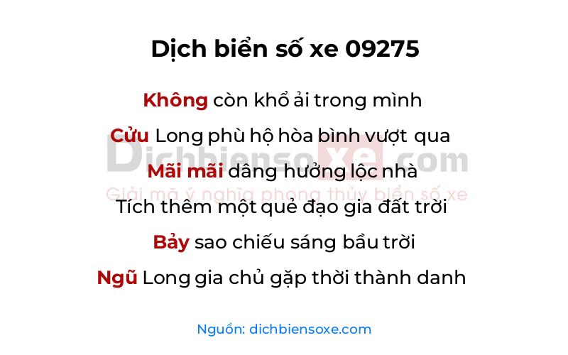 Dịch thơ biển số 09275