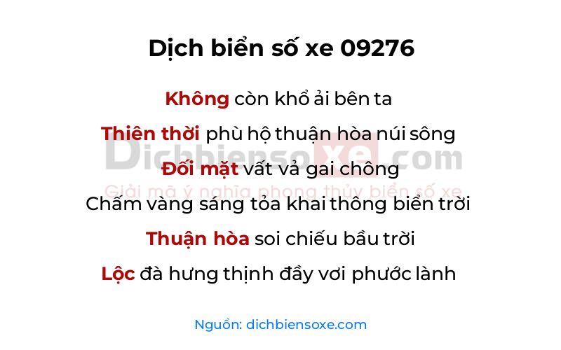 Dịch thơ biển số 09276