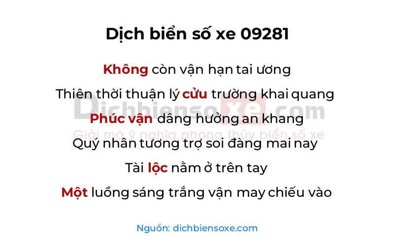 Dịch thơ biển số 09281