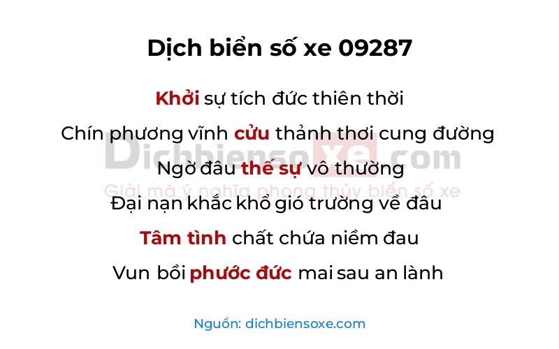 Dịch thơ biển số 09287