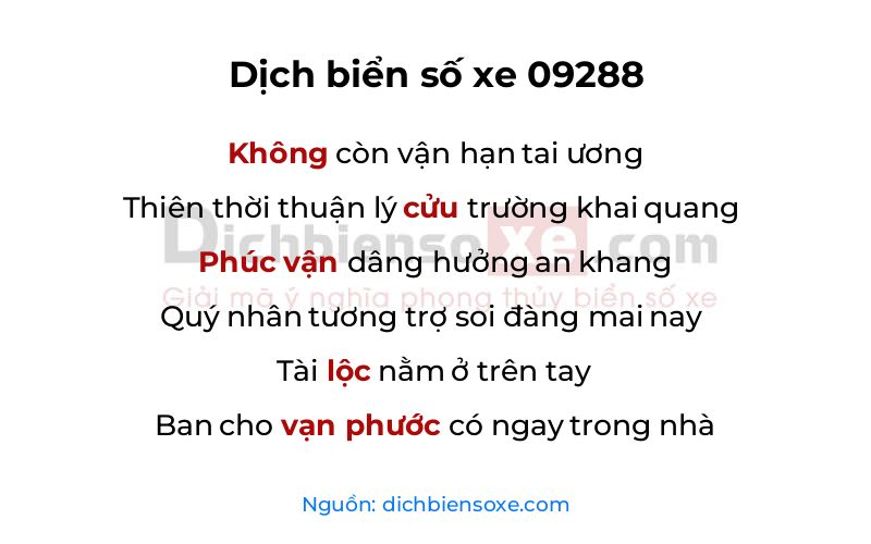 Dịch thơ biển số 09288