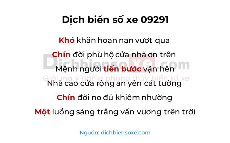 Dịch thơ biển số 09291