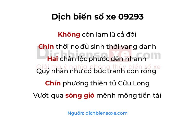 Dịch thơ biển số 09293