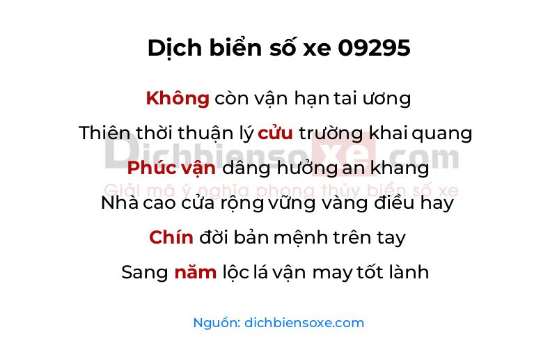 Dịch thơ biển số 09295