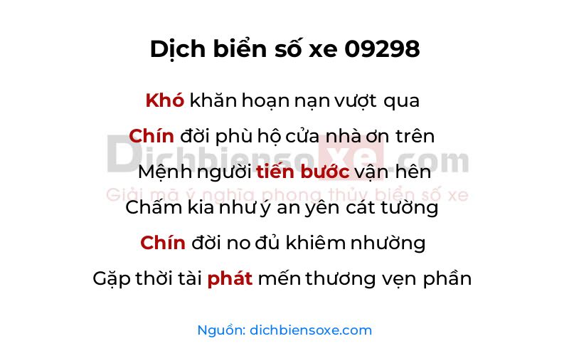 Dịch thơ biển số 09298