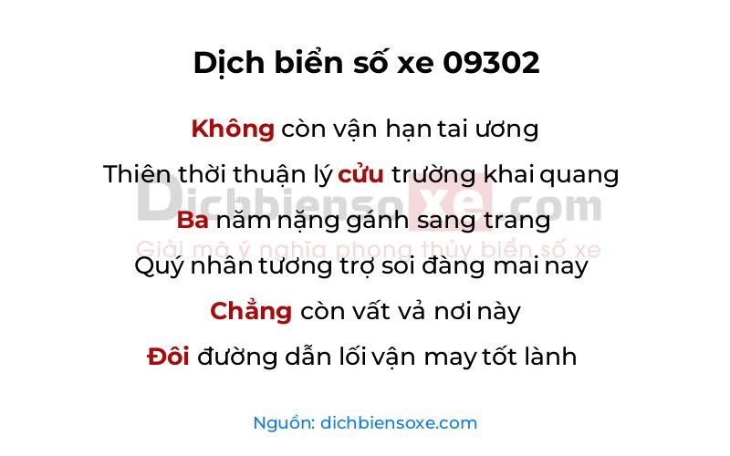 Dịch thơ biển số 09302