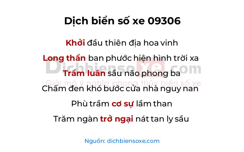 Dịch thơ biển số 09306