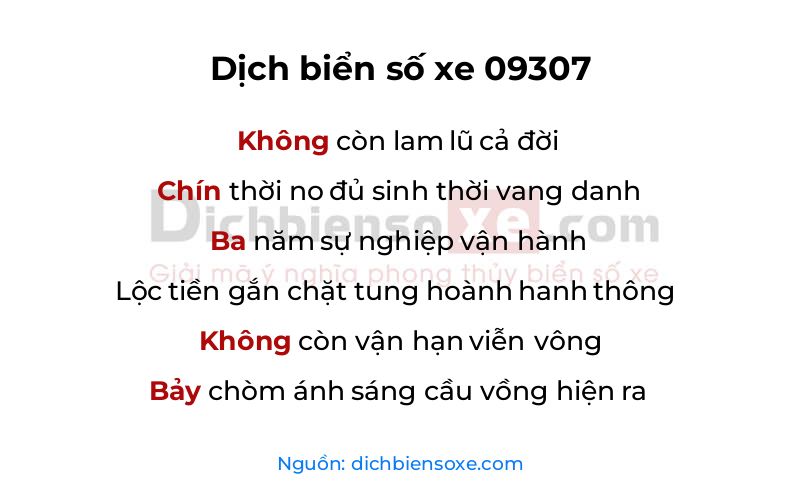 Dịch thơ biển số 09307