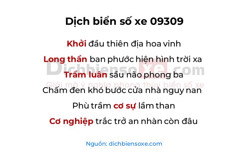 Dịch thơ biển số 09309