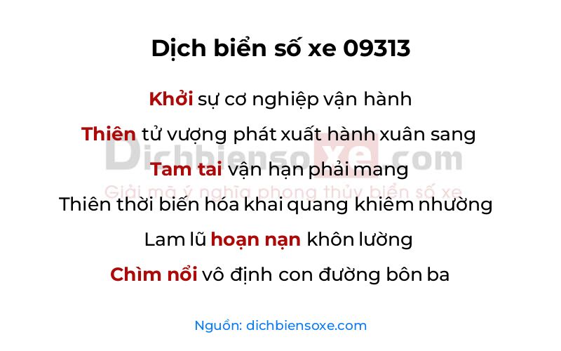 Dịch thơ biển số 09313