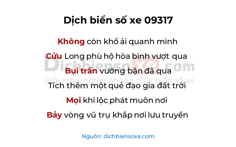 Dịch thơ biển số 09317