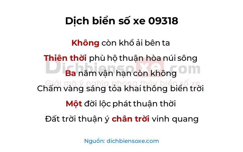 Dịch thơ biển số 09318