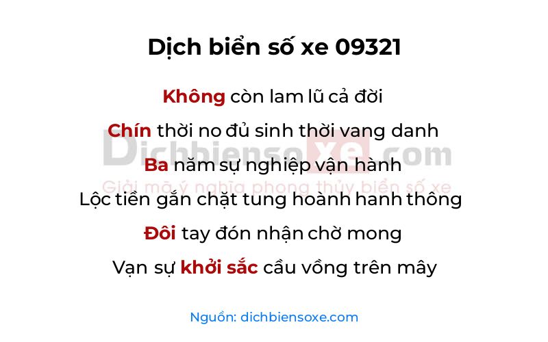 Dịch thơ biển số 09321
