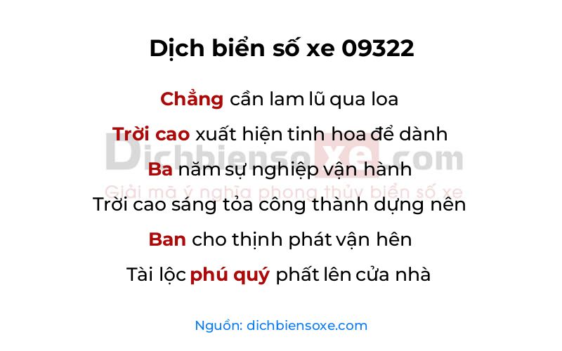 Dịch thơ biển số 09322