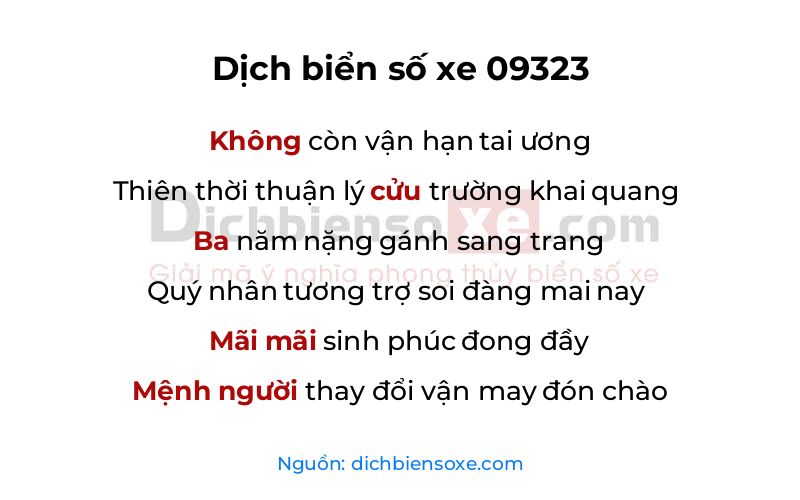 Dịch thơ biển số 09323