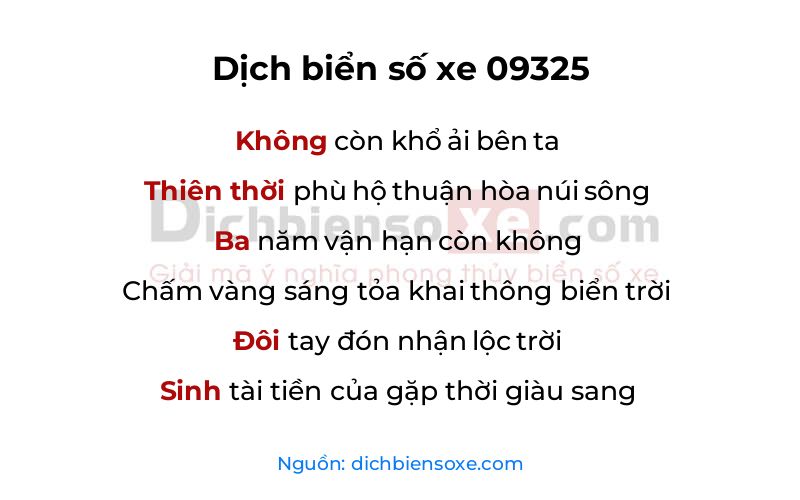Dịch thơ biển số 09325