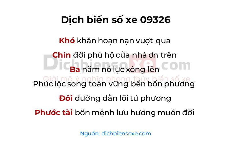Dịch thơ biển số 09326