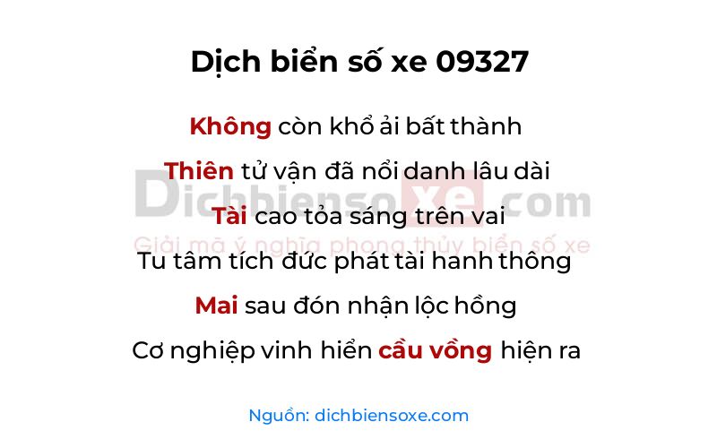 Dịch thơ biển số 09327