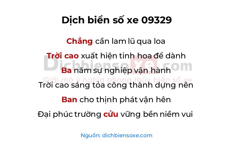 Dịch thơ biển số 09329