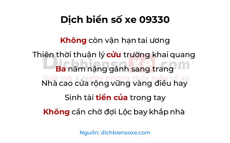 Dịch thơ biển số 09330