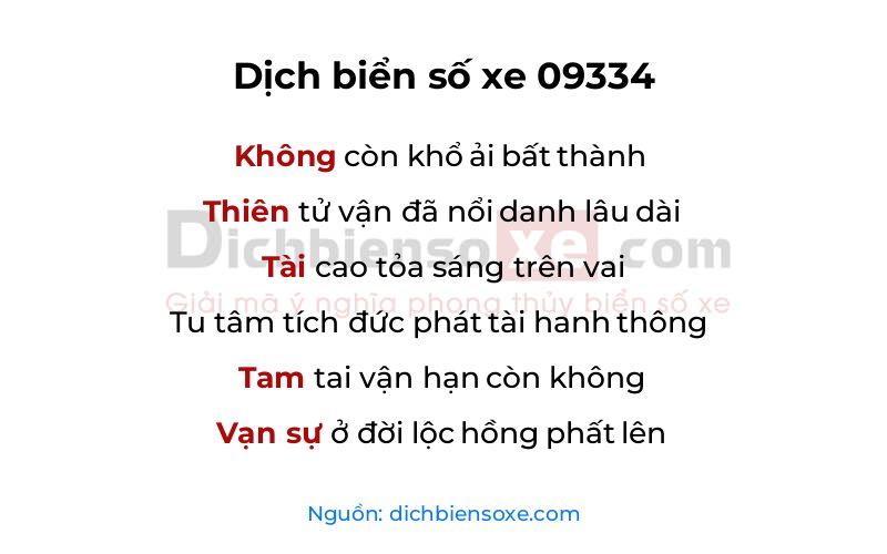 Dịch thơ biển số 09334