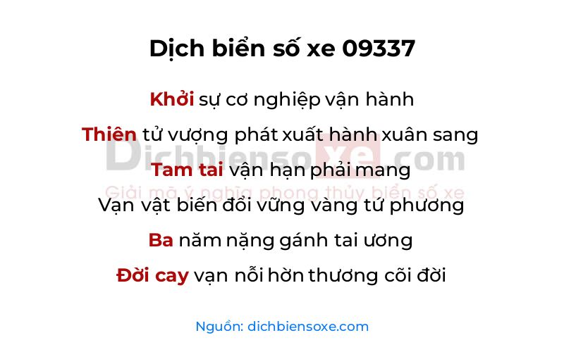 Dịch thơ biển số 09337