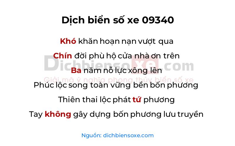 Dịch thơ biển số 09340