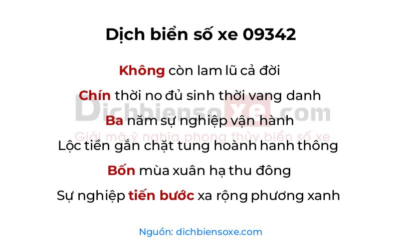 Dịch thơ biển số 09342