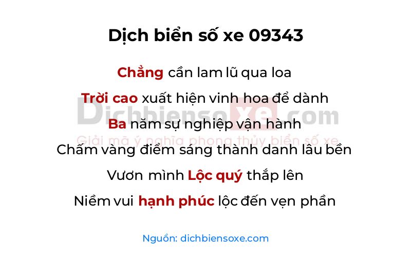 Dịch thơ biển số 09343