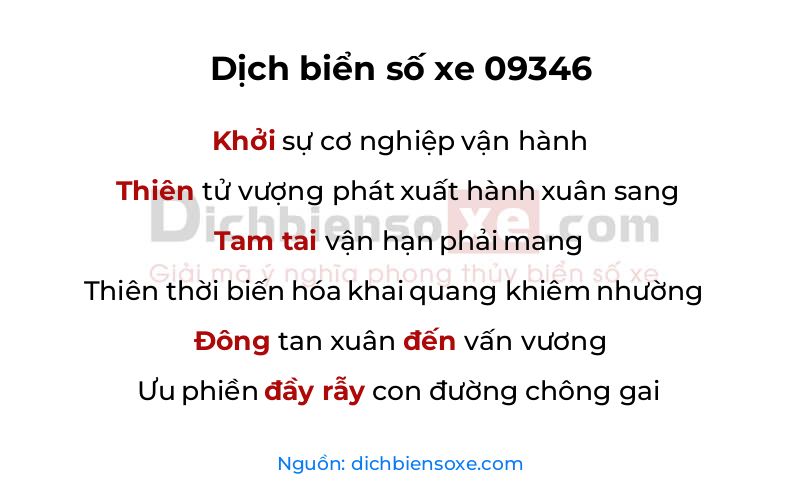 Dịch thơ biển số 09346