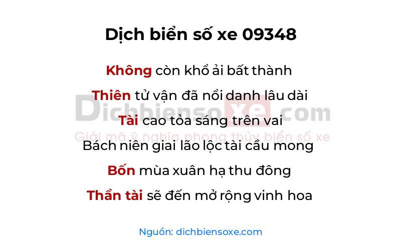 Dịch thơ biển số 09348