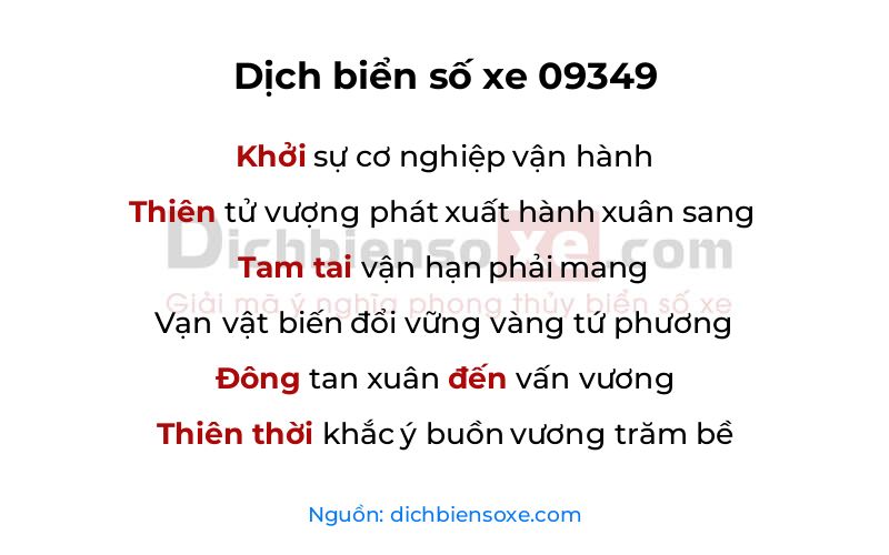Dịch thơ biển số 09349
