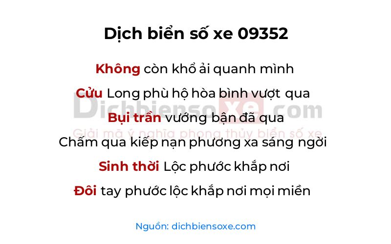 Dịch thơ biển số 09352