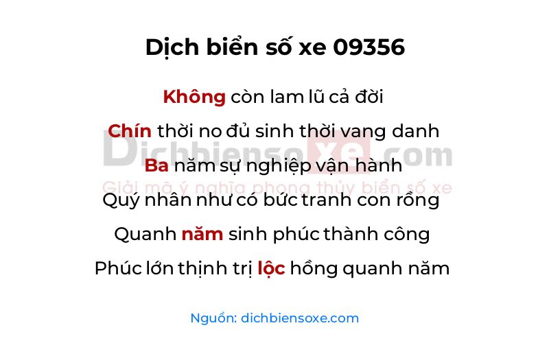 Dịch thơ biển số 09356