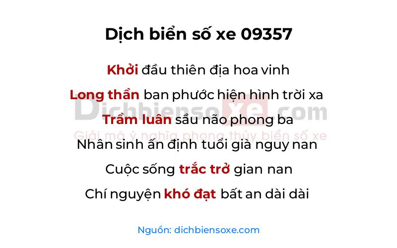Dịch thơ biển số 09357