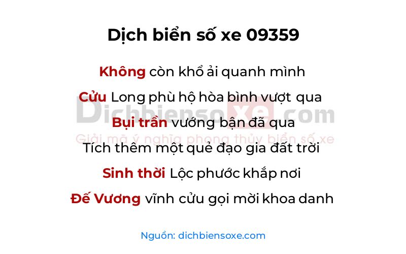Dịch thơ biển số 09359