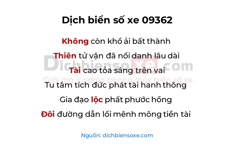 Dịch thơ biển số 09362
