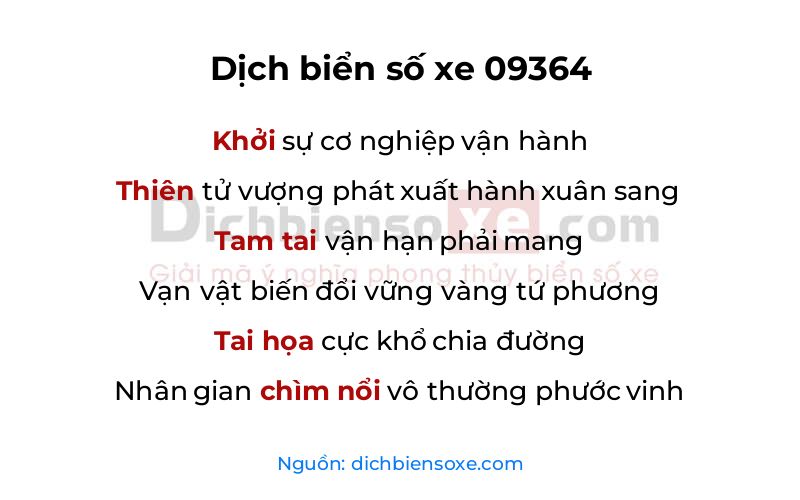 Dịch thơ biển số 09364